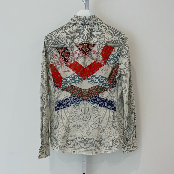 ETRO WHITE MULTI COTTON SHIRT SIZE IT 44 / US 8 NWTS! - Picture 6 of 17